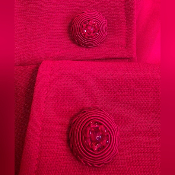 Vintage Genny Made In Italy 100% Wool Red Blazer With Beaded Buttons- SZ 10 - Picture 14 of 16